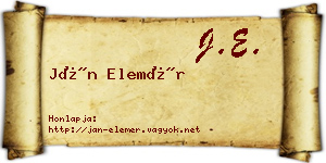 Ján Elemér névjegykártya