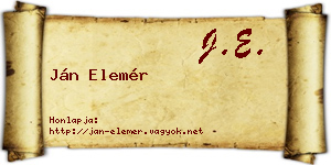 Ján Elemér névjegykártya
